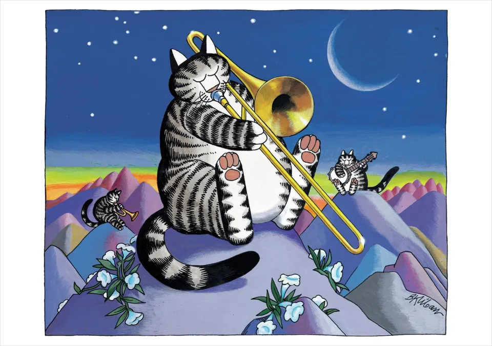 Pomegranate B. Kliban Moonlight Serenade fødselsdagskort katte