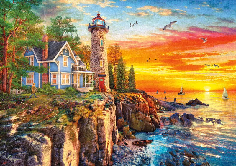Buffalo Games Rocky Cliff Lighthouse puslespil 300 store brikker