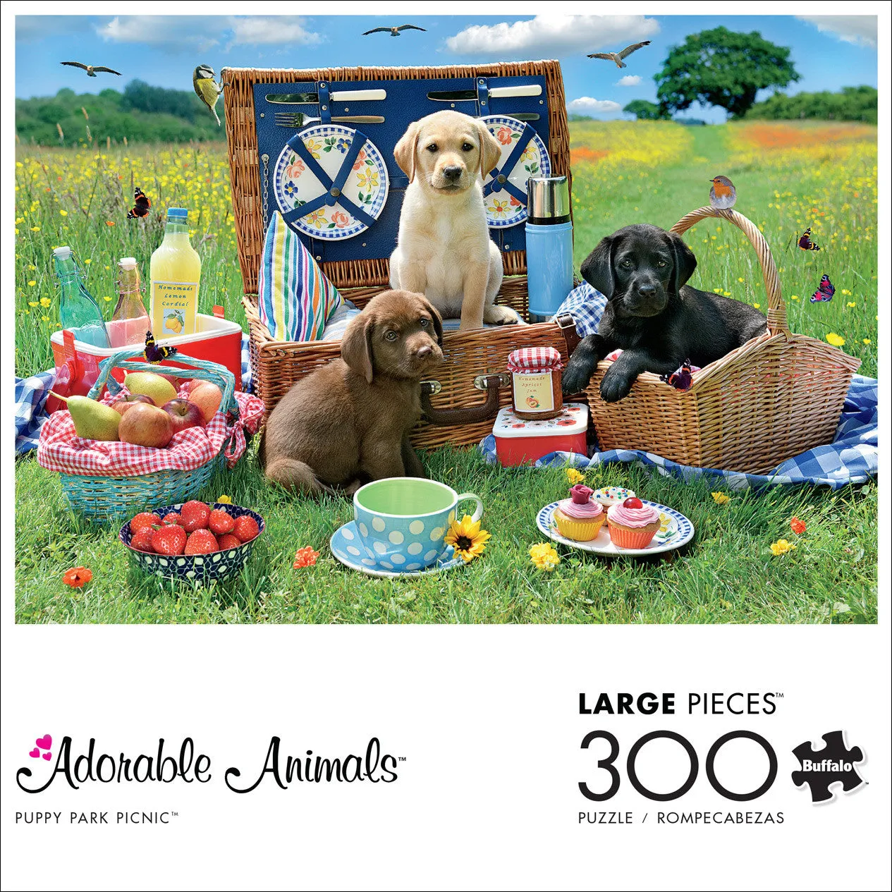 Buffalo Games Puppy Park Picnic puslespil 300 store brikker hvalpe