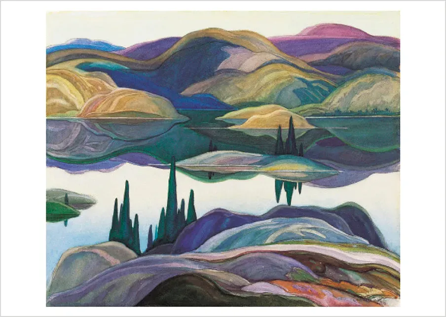 Pomegranate Franklin Carmichael Mirror Lake postkort landskab