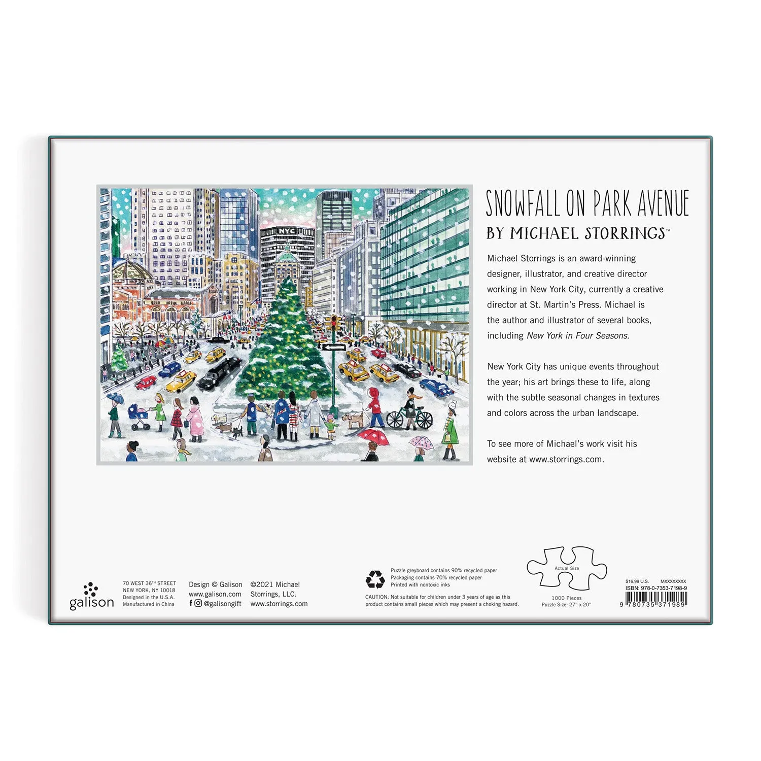 Galison Michael Storrings Snowfall Park Avenue puslespil 1000 brikker