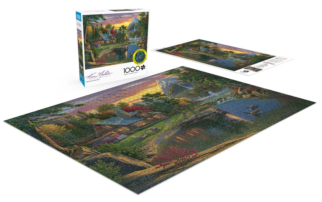 Buffalo Games Mountain Paradise puslespil 1000 brikker hyttemotiv