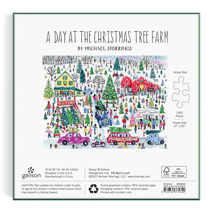 Galison Michael Storrings Christmas Tree Farm puslespil 1000 brikker folie
