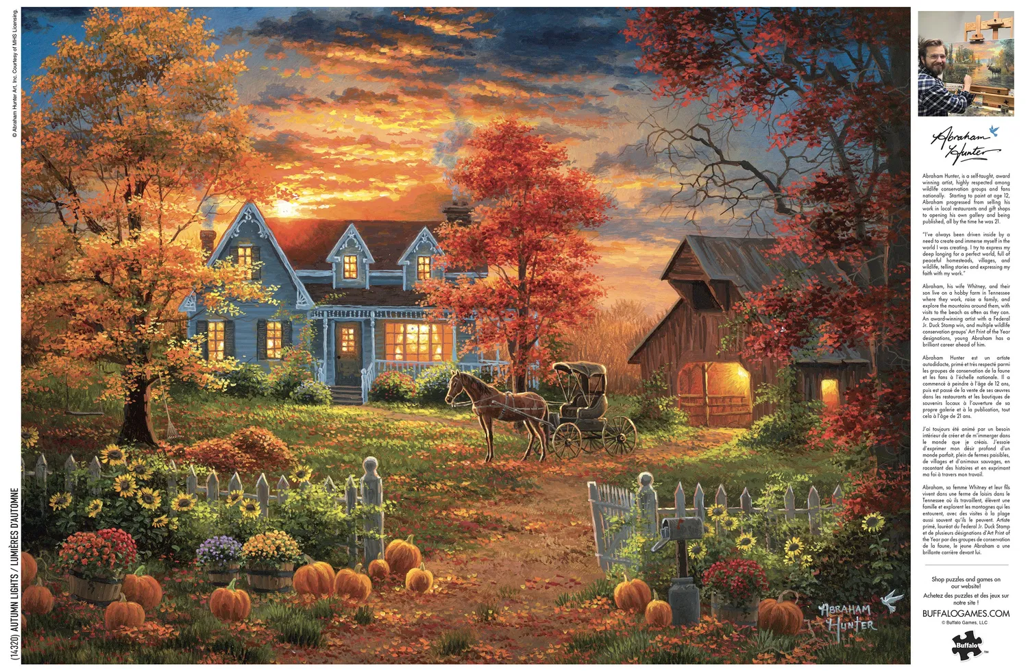 Buffalo Games Abraham Hunter Autumn Lights puslespil 1000 brikker hytte