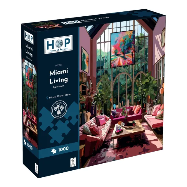House of Puzzle Miami Living puslespil 1000 brikker pink lounge