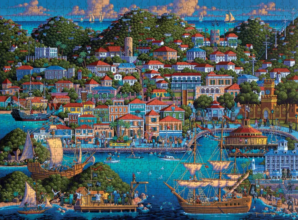 Buffalo Games Eric Dowdle St. Thomas puslespil 1000 brikker havnemotiv