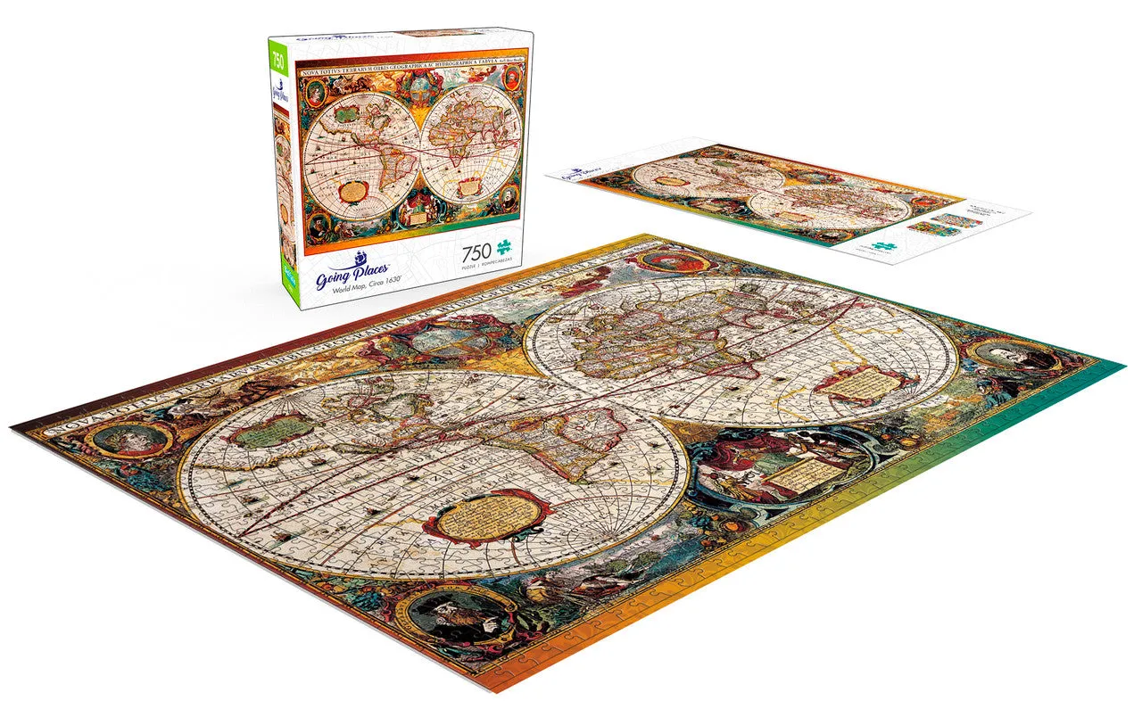 Buffalo Games Going Places World Map puslespil 750 brikker kort