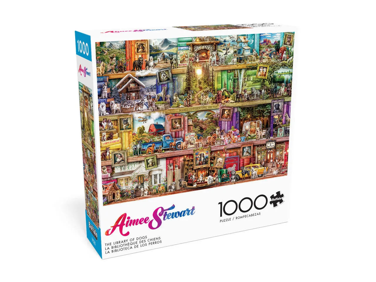 Buffalo Games Aimee Stewart The Library of Dogs puslespil 1000 hunde