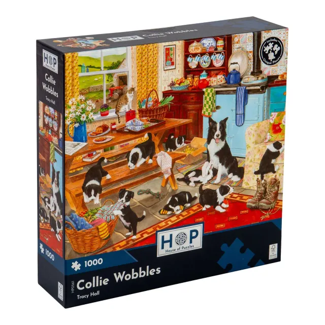 House of Puzzle Collie Wobbles puslespil 1000 brikker hunde