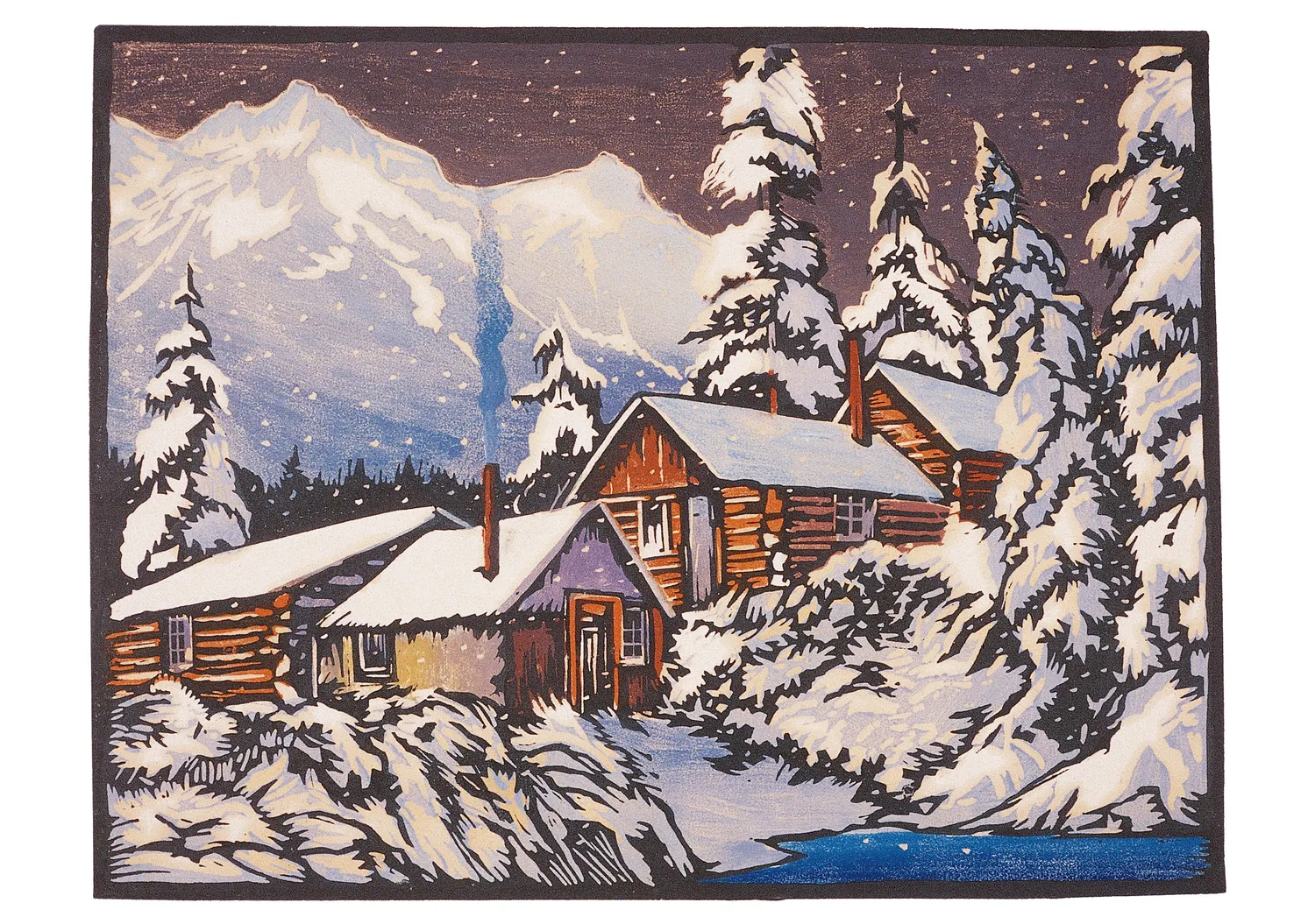 Pomegranate William S. Rice Long Winter's Night julekort vinter