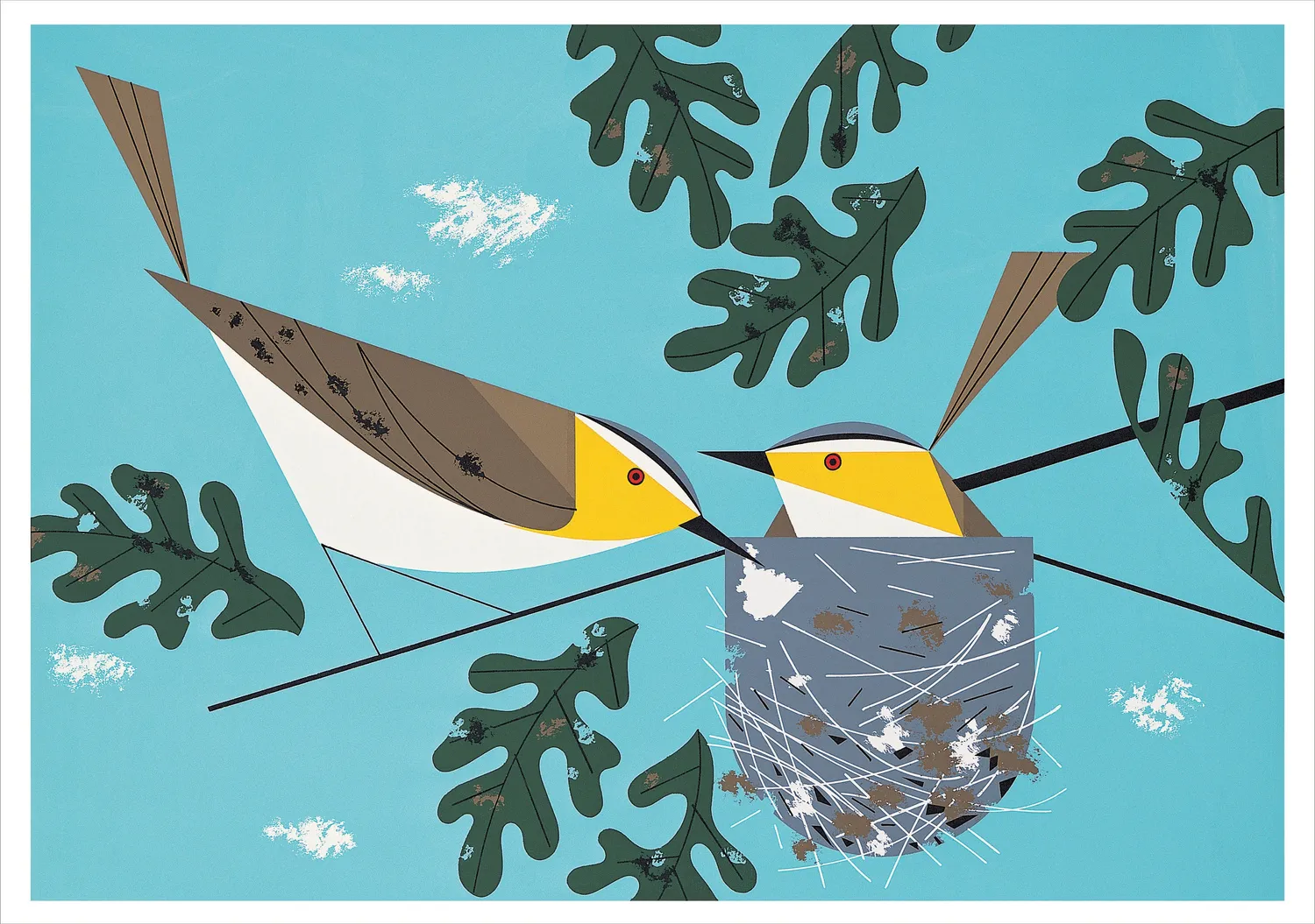 Pomegranate Charley Harper Nesting brevkort æske fugle