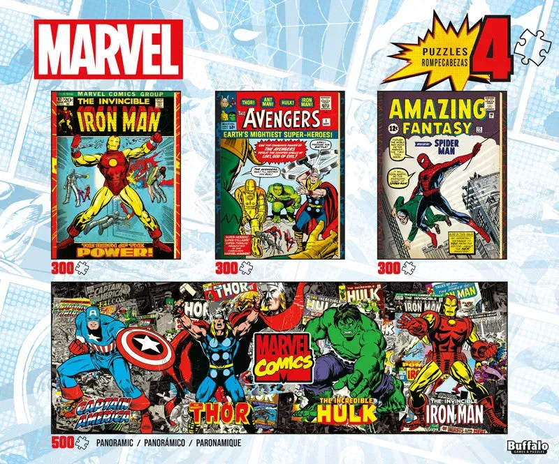 Buffalo Games Marvel Comics puslespil 4-pak 300+500 brikker