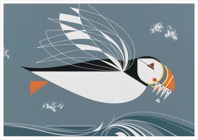 Pomegranate Charley Harper The Name Is Puffin kort fugl