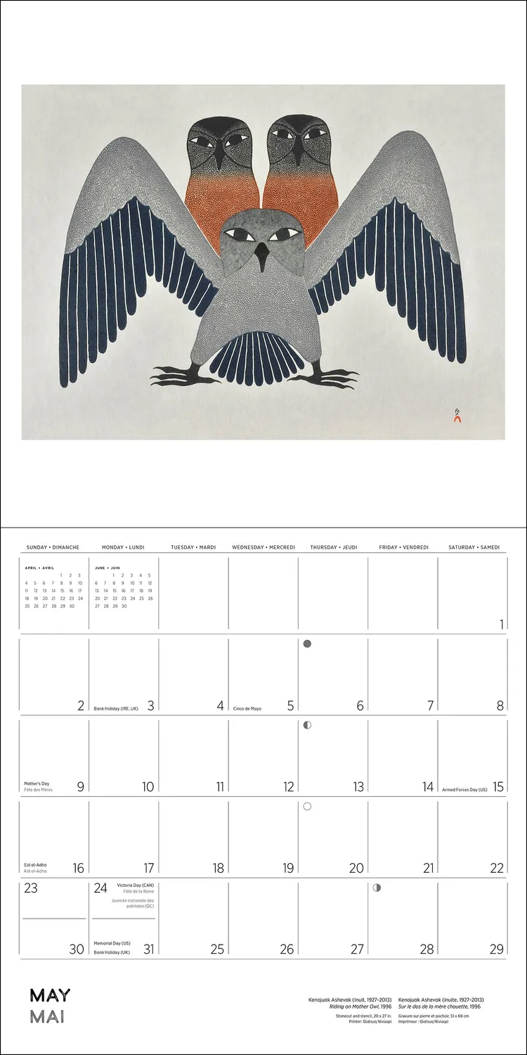 Pomegranate Kenojuak Ashevak vægkalender 2027 inuit