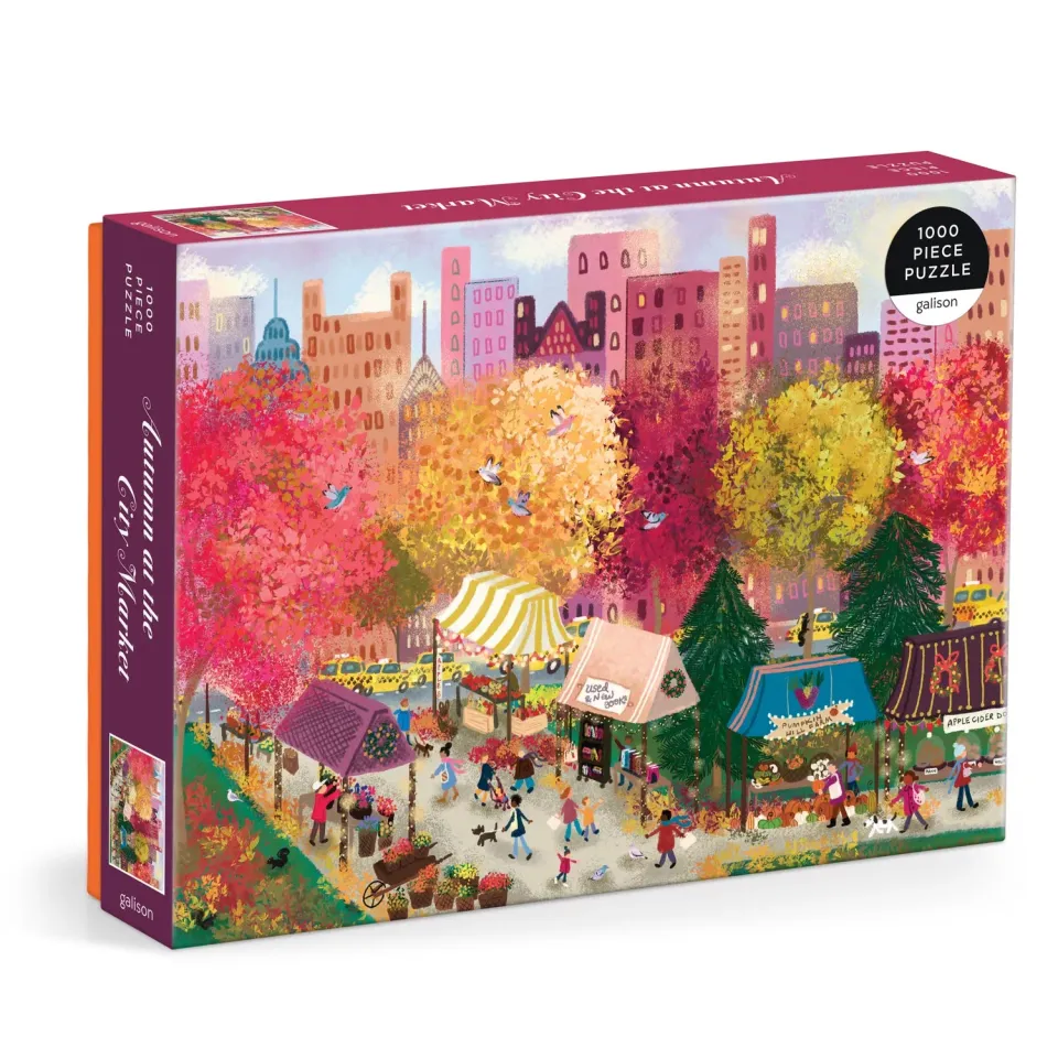 Good Puzzle Co. Joy Laforme Autumn City Market puslespil 1000 efterår
