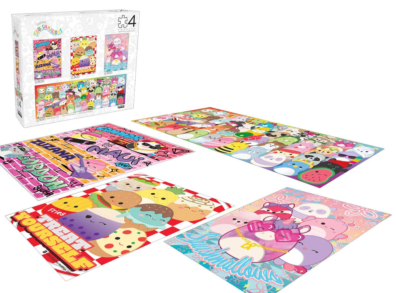 Buffalo Squishmallow Party puslespil 4-pak 300+500