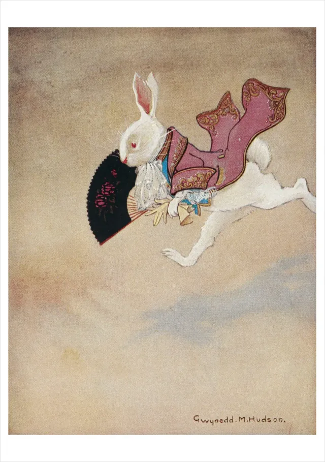 Pomegranate Hudson White Rabbit fødselsdagskort Alice