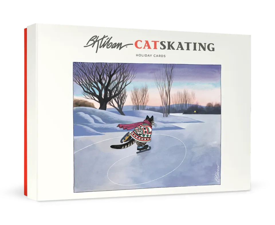 Pomegranate B. Kliban CatSkating julekort humor kat
