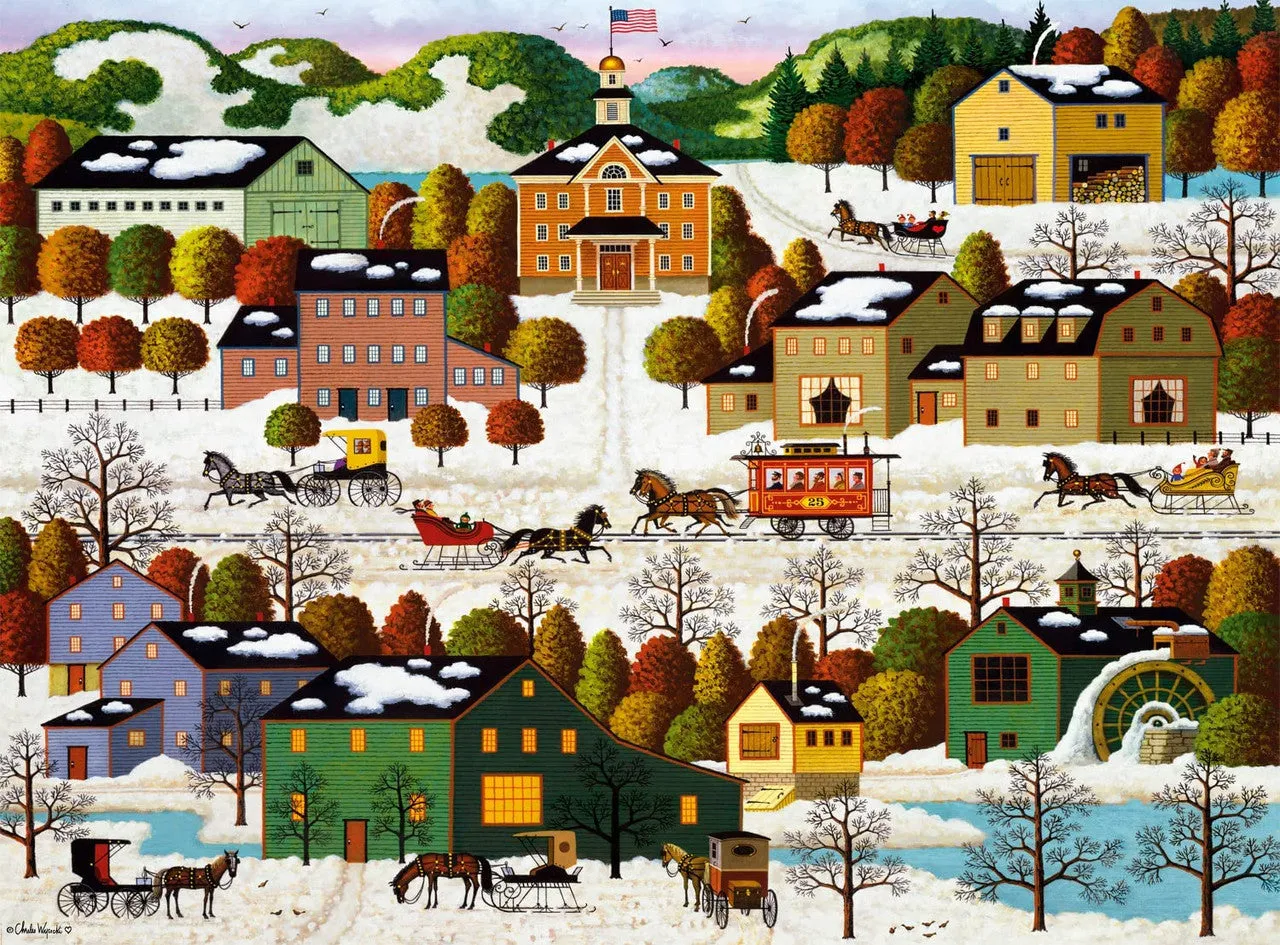 Buffalo Games Wysocki Blossom River Junction puslespil 1000 brikker sne