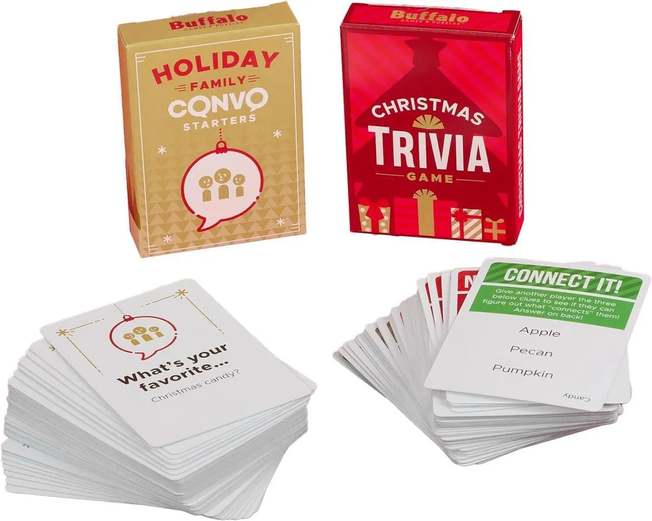 Buffalo Games Holiday kortspil 2-pak trivia samtalestart jul