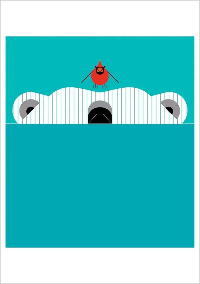 Pomegranate Charley Harper Scary Scenario kort enkelt med dyr