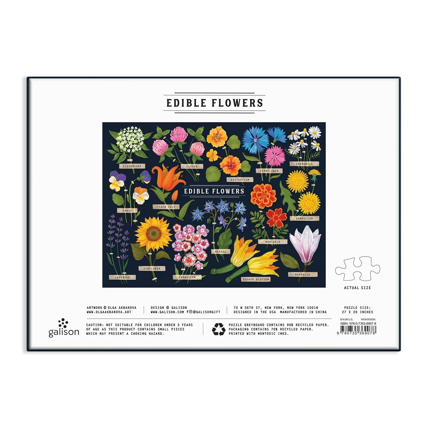 Galison Edible Flowers puslespil 1000 brikker blomster