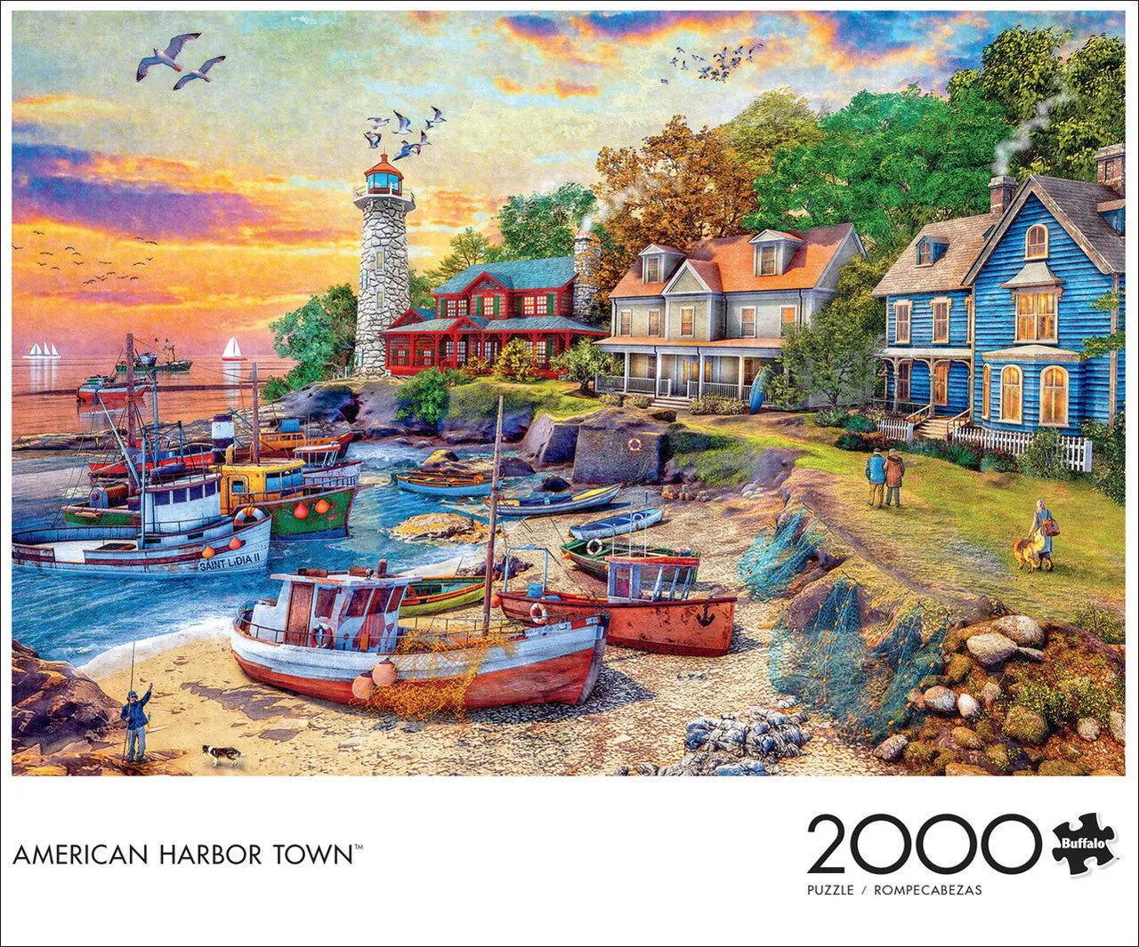 Buffalo Games American Harbor Town puslespil 2000 brikker havn