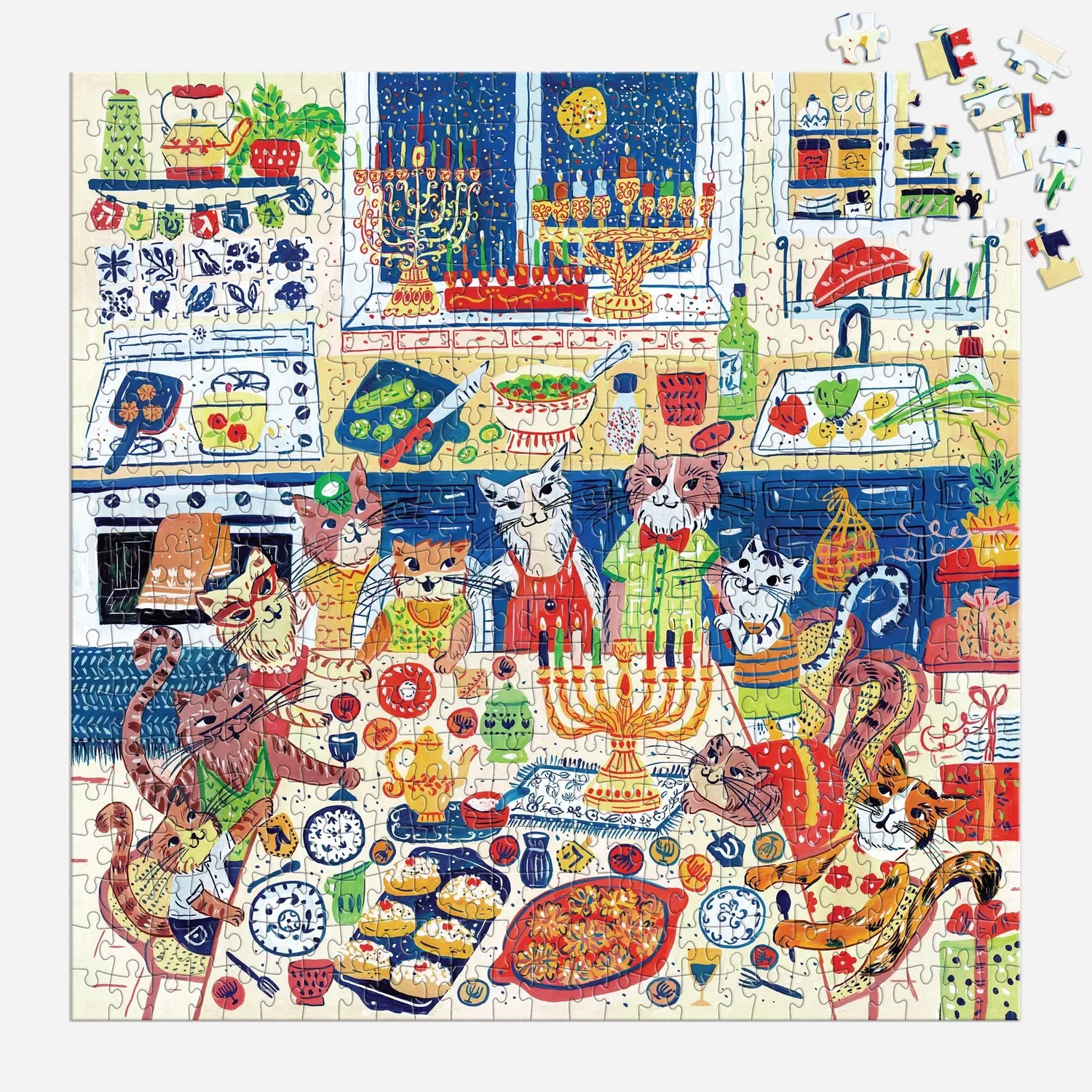 Good Puzzle Co. Happy Hanukcats puslespil 500 brikker katte