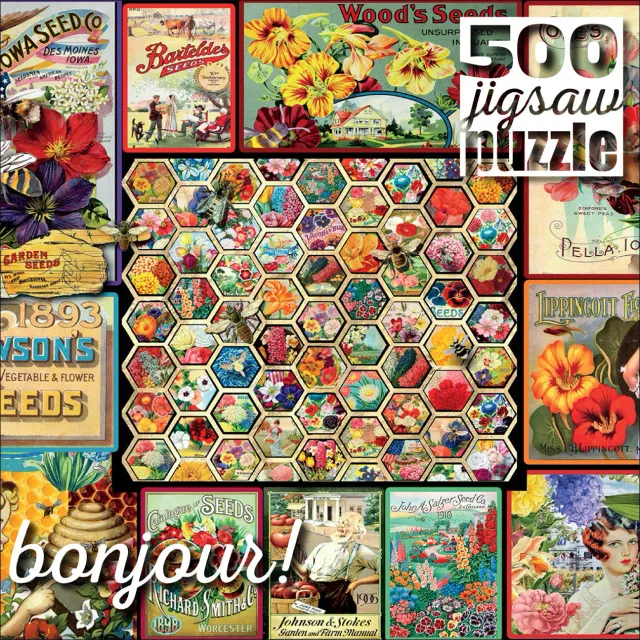 Buffalo Games Bonjour Vintage Ephemera puslespil 500 brikker vintage