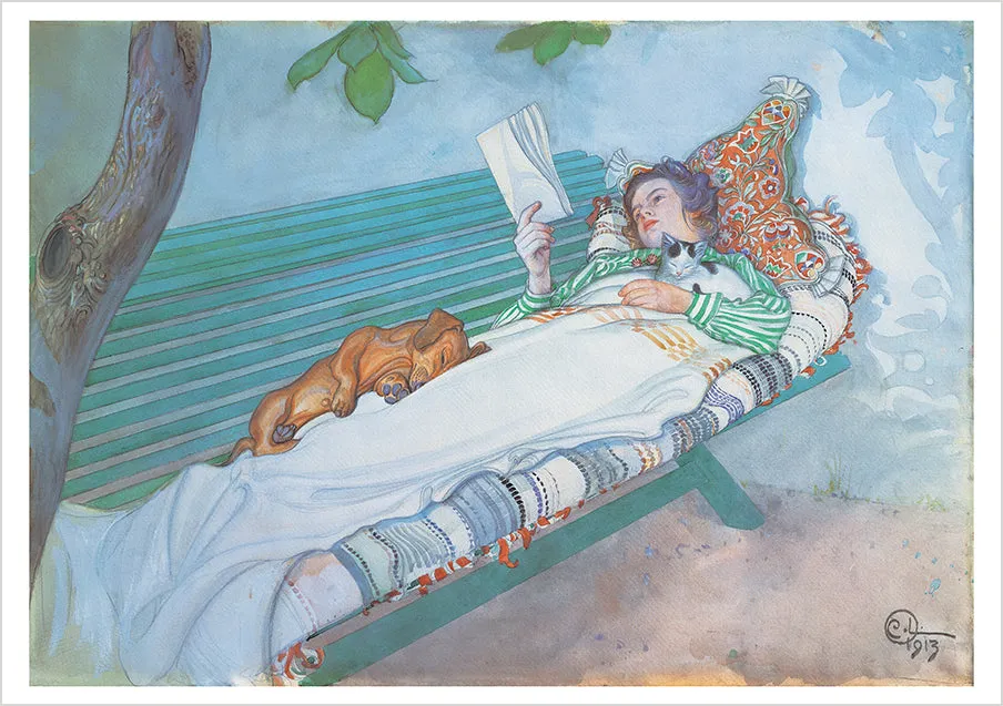 Pomegranate Reading Woman kortæske 20 kort litteratur
