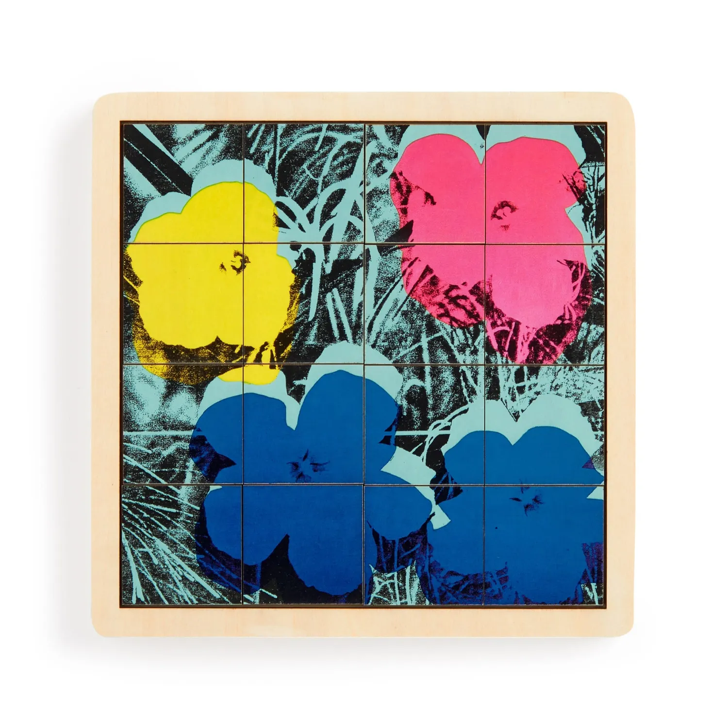 Galison Andy Warhol Flowers træpuslespil 16 brikker 2-i-1