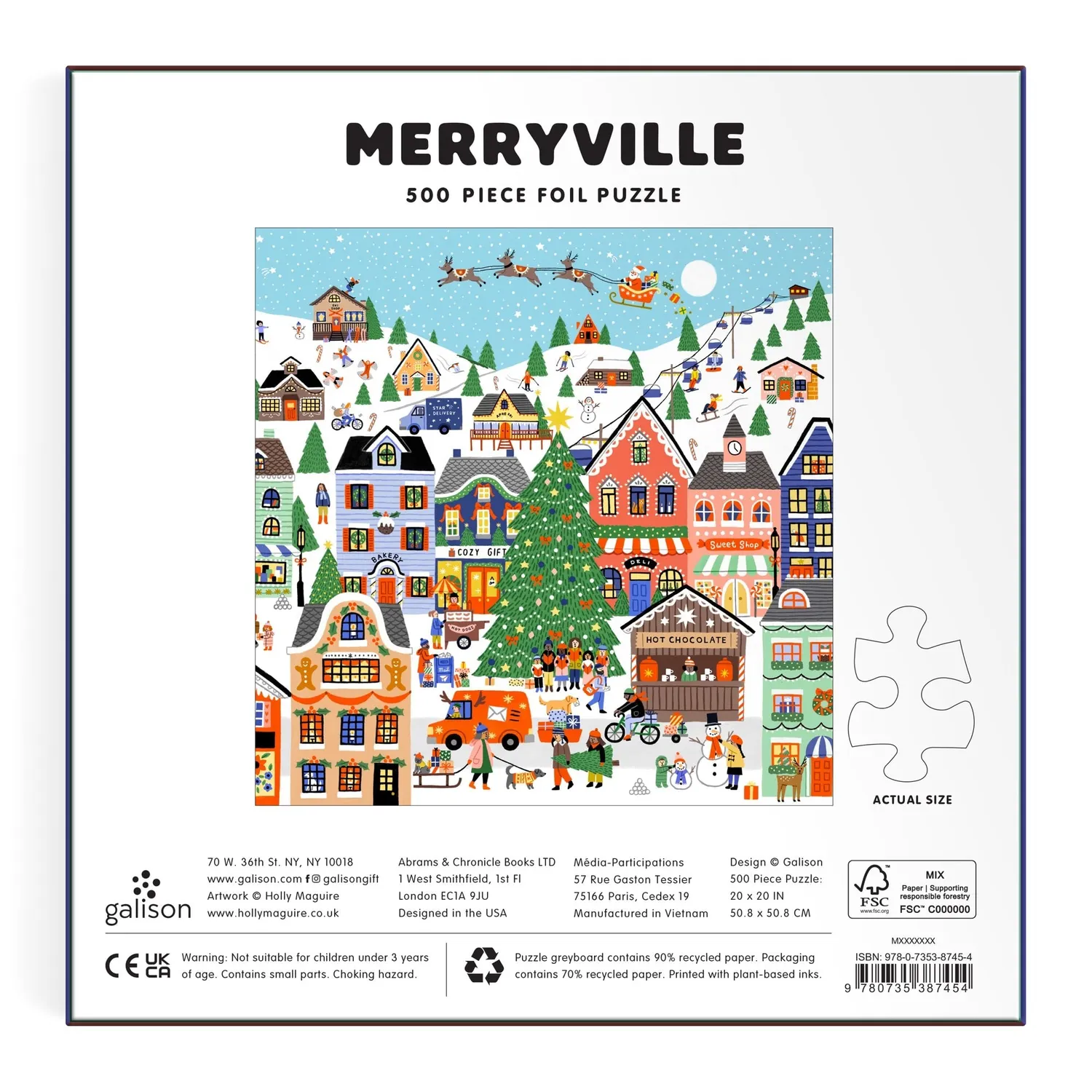 Good Puzzle Co. Merryville puslespil 500 brikker folie jul