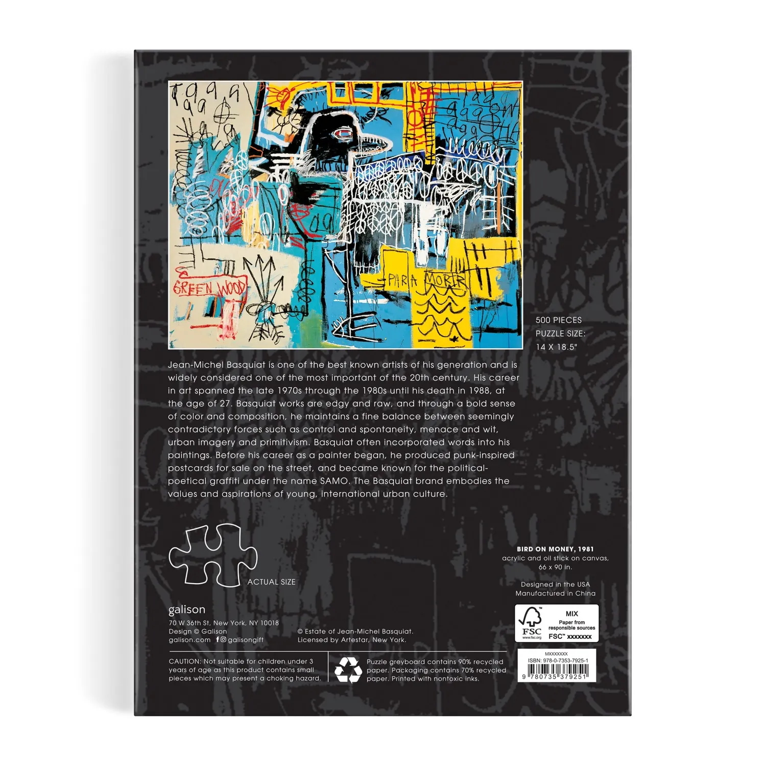 Good Puzzle Co. Basquiat Bird on Money puslespil 500 brikker bogæske