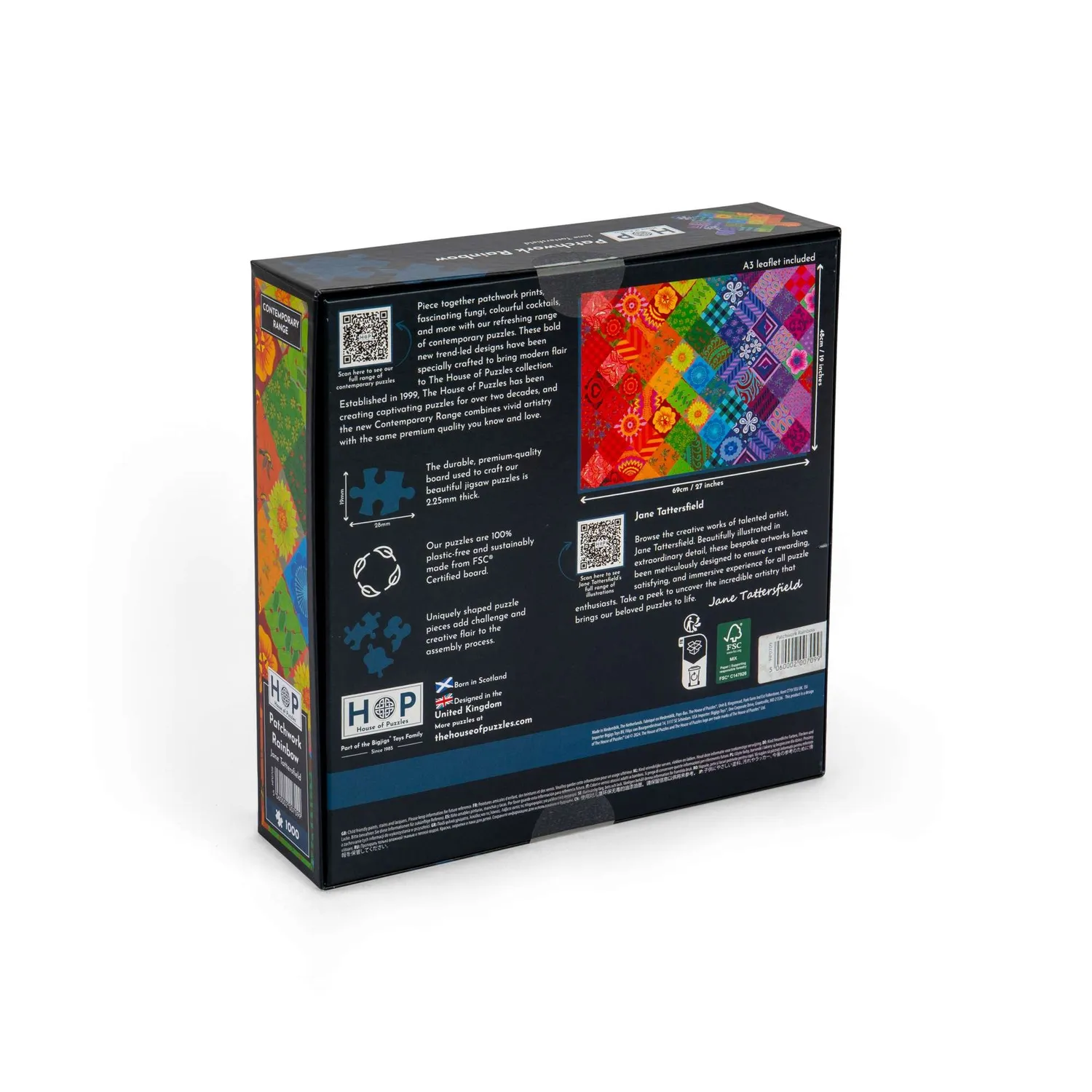 House of Puzzles Patchwork Rainbow puslespil 1000 brikker farver