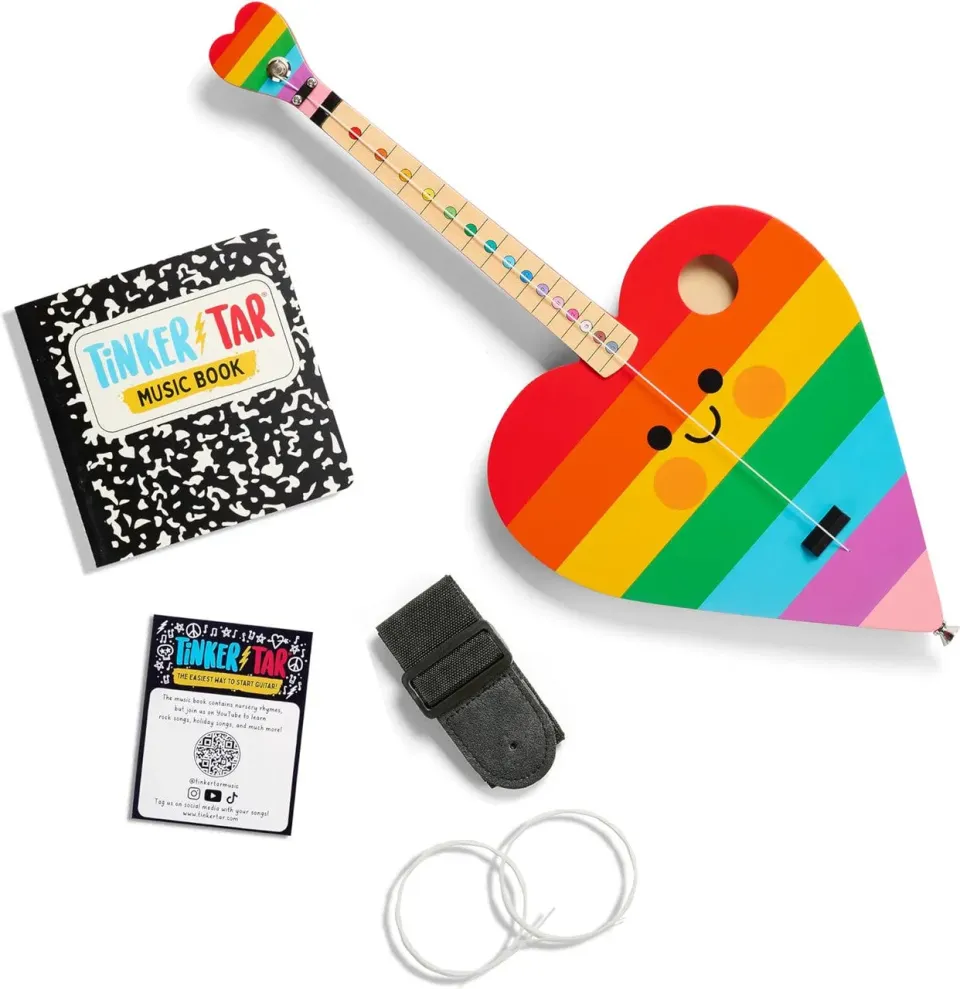 TinkerTar Rainbow Heart børneguitar 1 streng regnbue