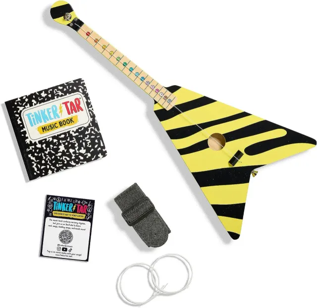 TinkerTar Yellow Zebra Flying V børneguitar 1 streng