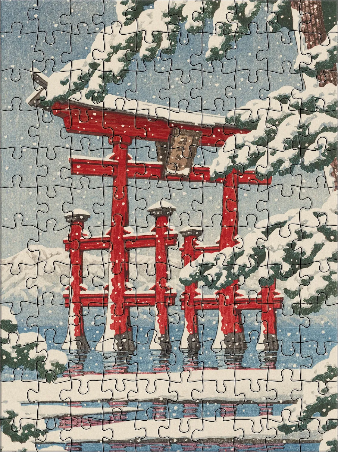 Pomegranate Kawase Hasui Snowfall puslespil 120 brikker