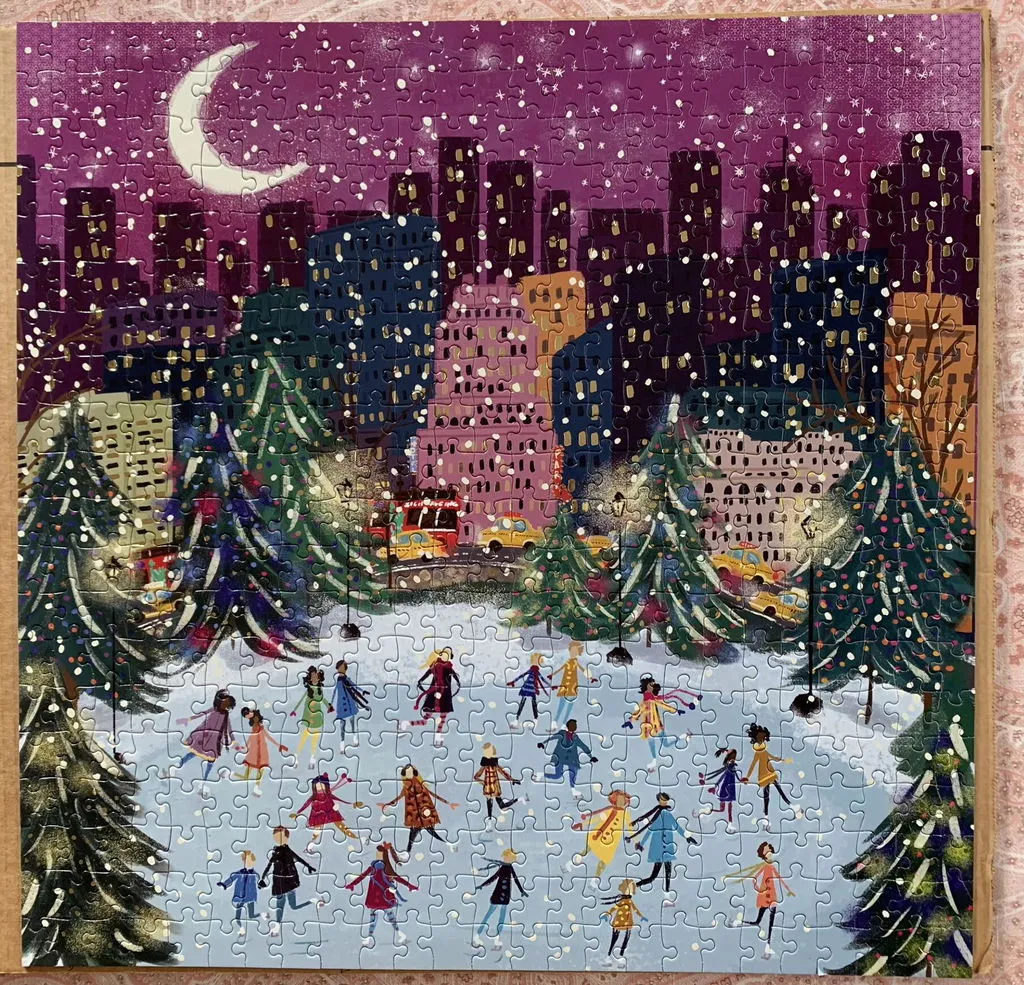 Good Puzzle Co. Merry Moonlight Skaters puslespil 500 brikker jul