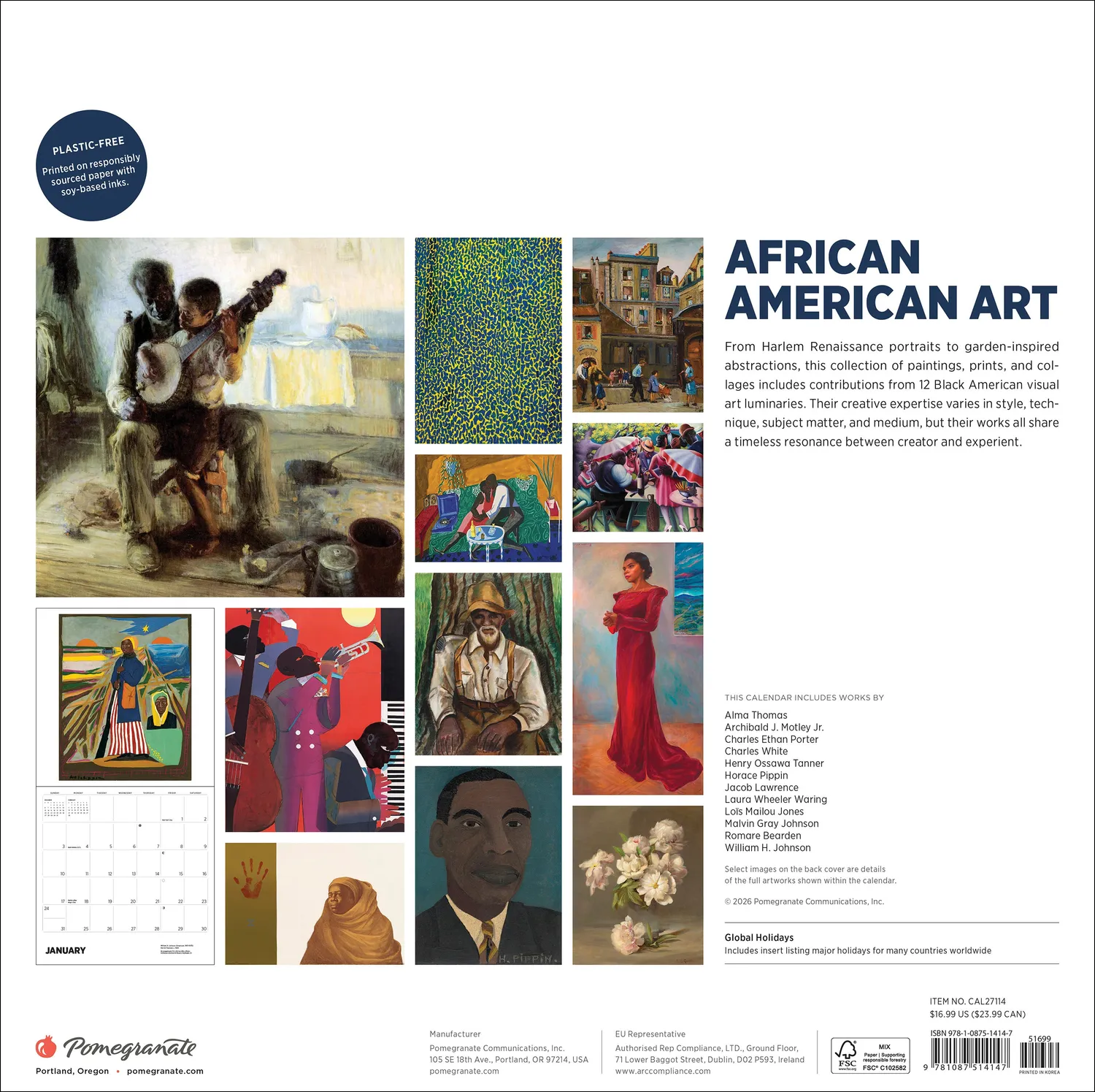 Pomegranate African American Art 2027 vægkalender kunst