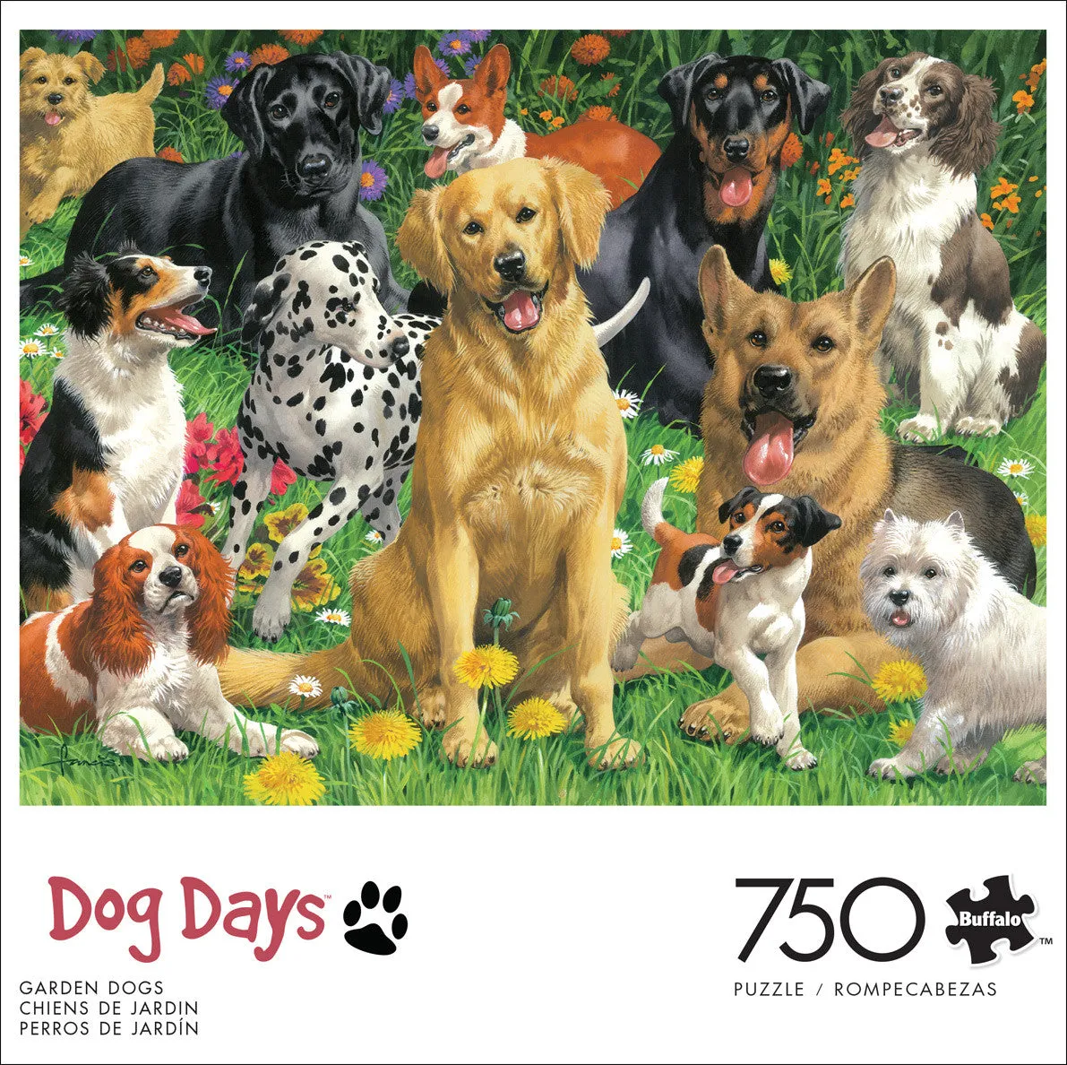 Buffalo Games Dog Days Garden Dogs puslespil 750 brikker hunde