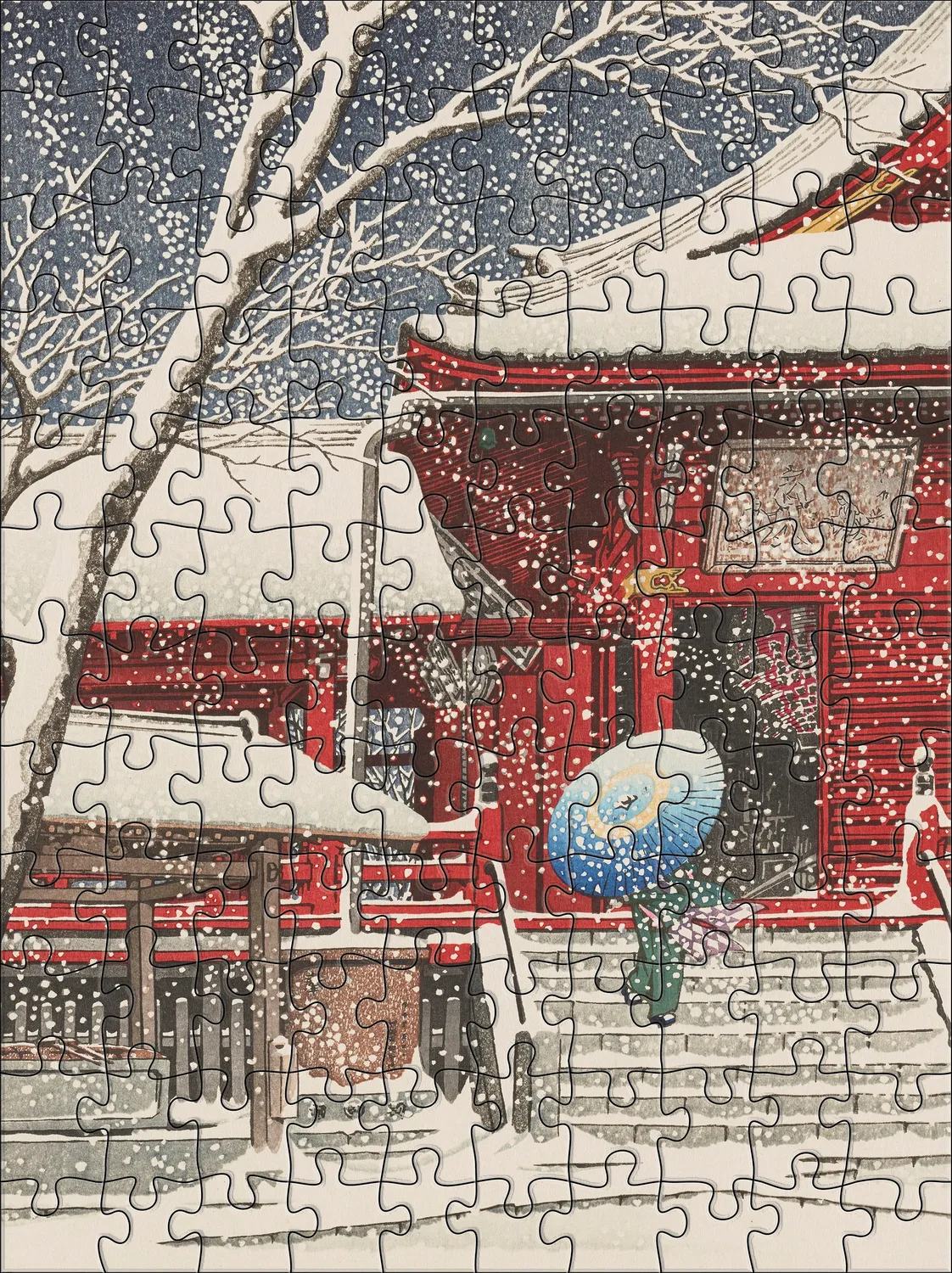 Pomegranate Kawase Hasui Snowfall puslespil 120 brikker