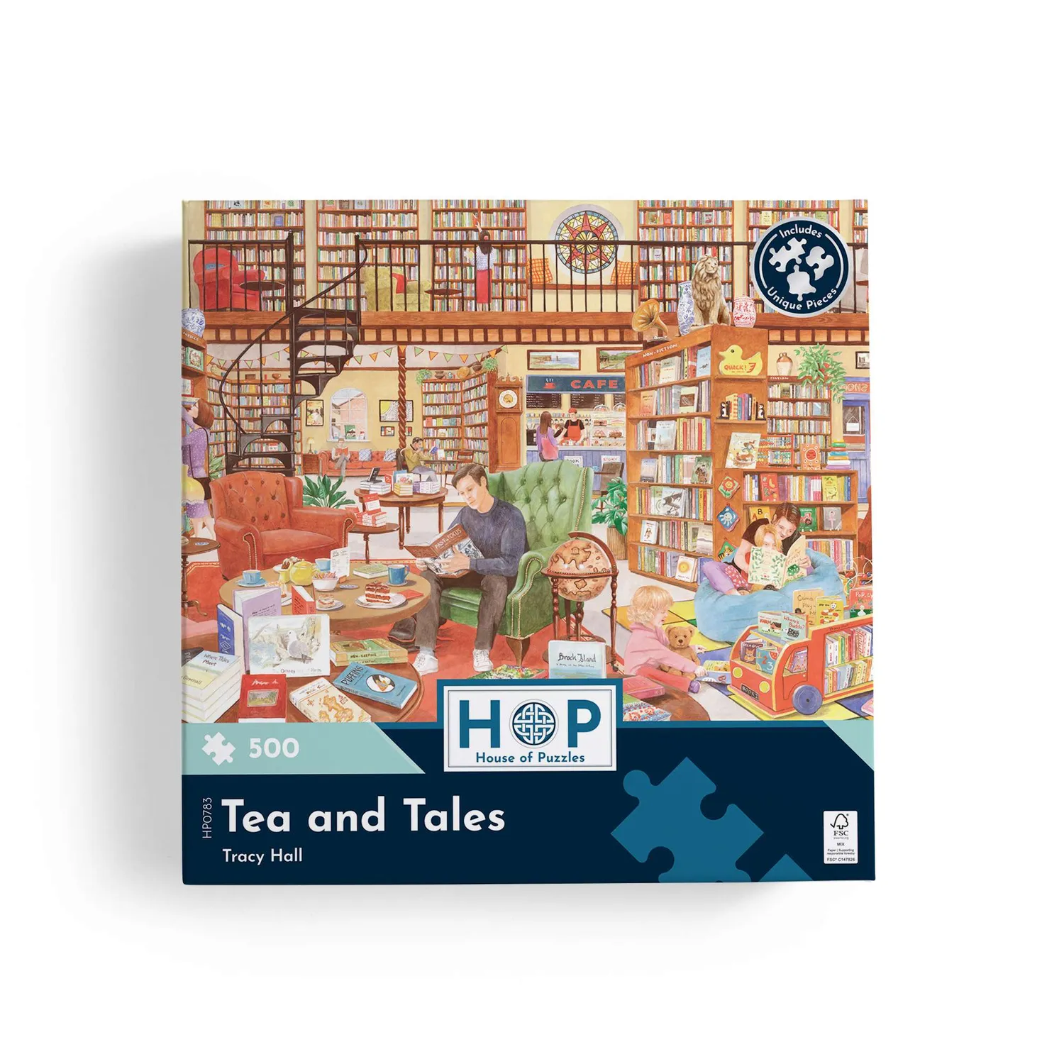 House of Puzzles Tea and Tales 500 puslespil bibliotek
