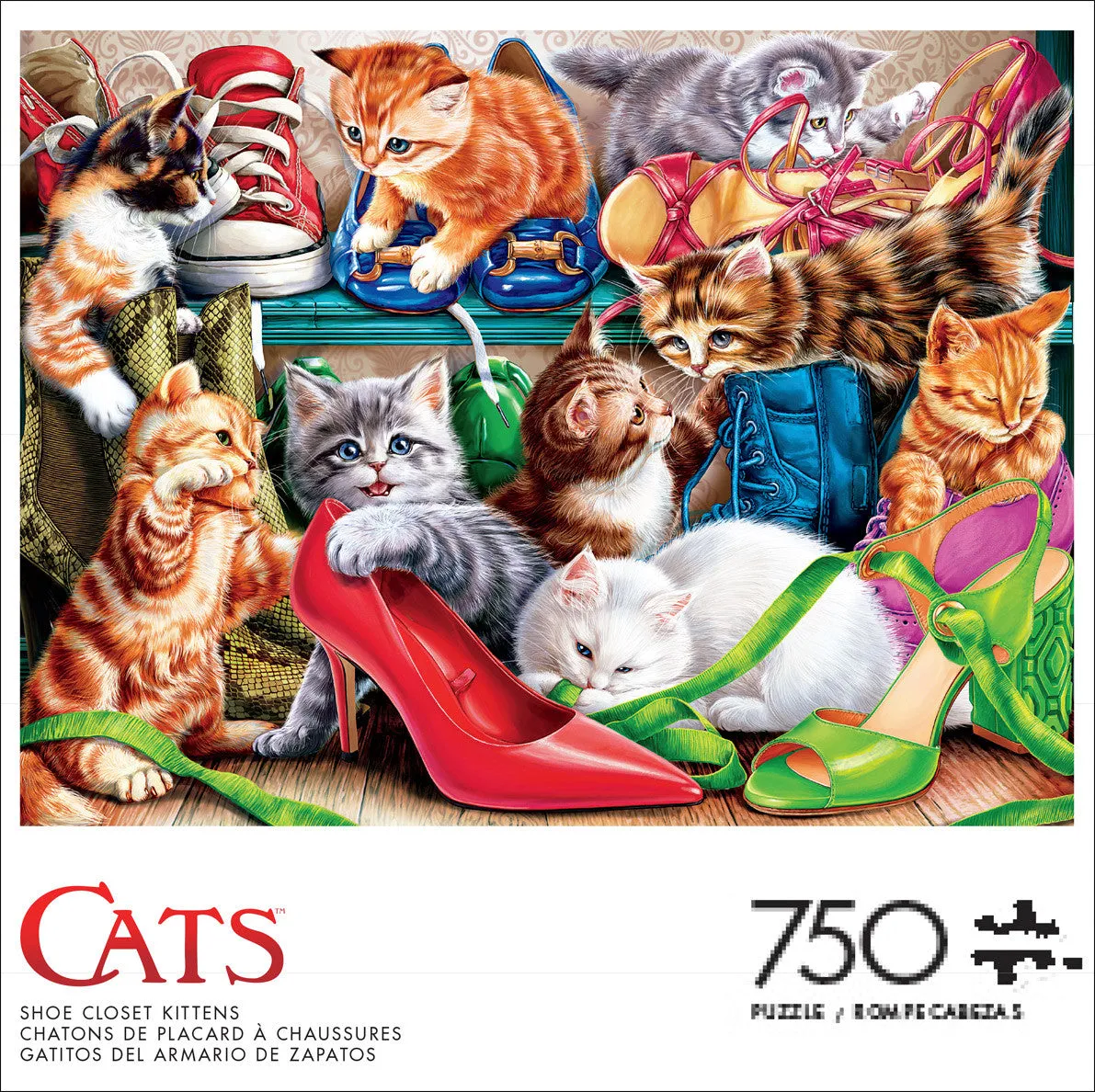 Buffalo Games Cats Shoe Closet Kittens puslespil 750 brikker katte