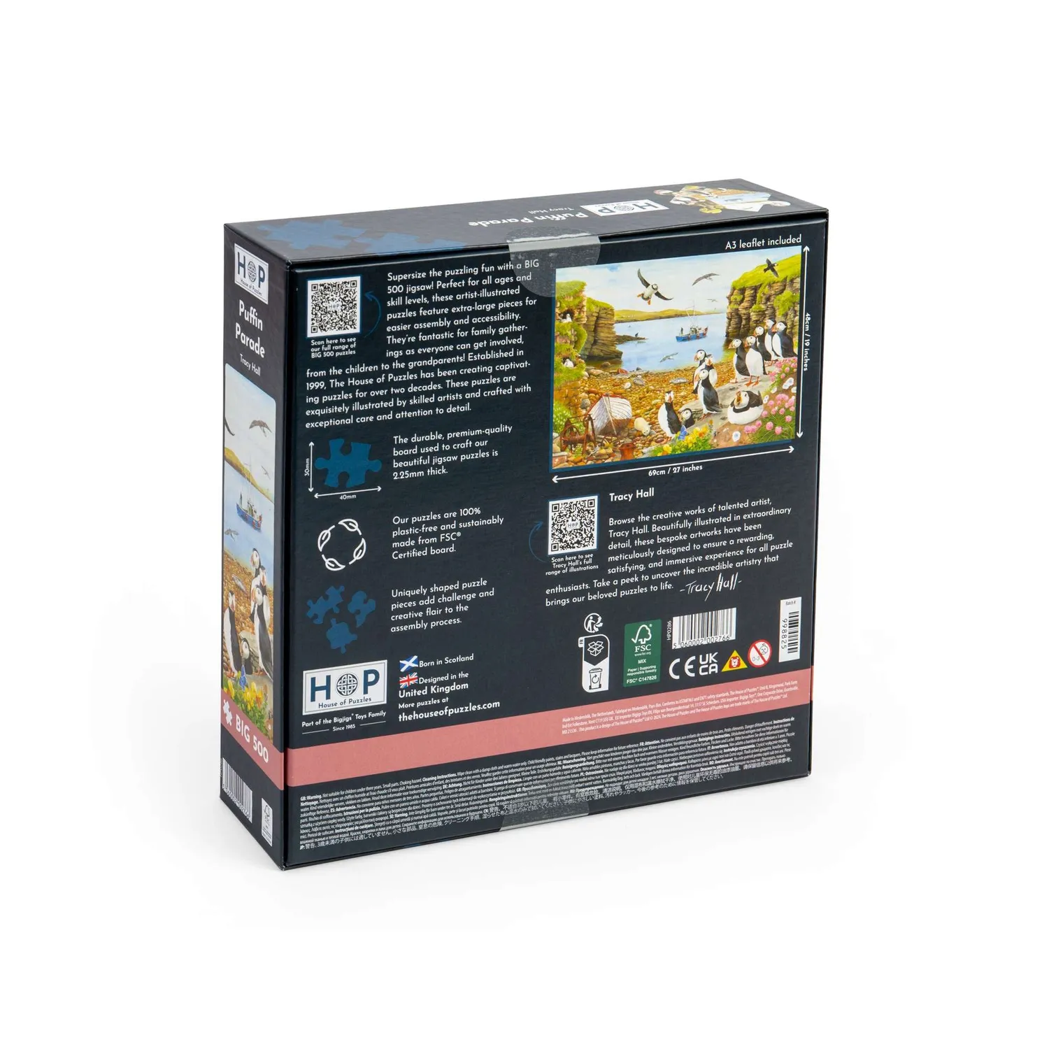 House of Puzzle BIG Puffin Parade puslespil 500 brikker kyst