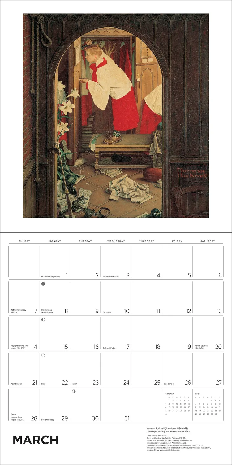 Pomegranate Norman Rockwell vægkalender 2027 Post